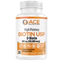 Biotina ad alta potenza USP (D-Biotin 100.000mcg) - Biotina Superiore, Farina di Riso Organico, Capsule Vegetariani Per Capelli, Pelle, & Myelin Salute, Made in USA (100mg/90 Capsule)