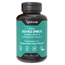Naturalis Vegan Vitamina D3 + K2 con Olio Extra Vergine di Oliva | 5000iu Vitamina D con 120mcg MK7 Vitamina K | Migliore supporto per Bone & Immune Salute | Vegan Società certificata 180 Softgels