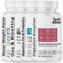 Gioventù & Tonico Bloating Rilievo con Pre & Probiotics da Water Retention, Gas o Food Digestion with Water Pills, Liquid Activated Charcoal and Digestive Enzymes Bundle Pack
