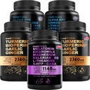 MEDCHOICE Sleep Melatonin (90ct), Turmeric & Ginger (240ct), e Nootropic Brain (120ct) Supplement Bundle - Trio Benessere per Cervello, Sonno, & Supporto Immune - Vegan, Non OGM, Senza Glutine