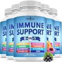 8 in 1 Sostegno immunitario Booster Supplemento con Echinacea, Vitamina C e Zinc 50mg, Vitamina D 5000 IU, Curcumina Turrica & Ginger, B6, Elderberry (8 in 1 capsule (Pack of 5))