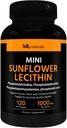 ML Naturals Mini Lecitina di girasole 1000 mg 120 Softgels, Facile da ingoiare, Supporta la salute del cervello. Non OGM, NSF-Certified & cGMP-Compliant