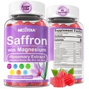 Zafferano con Magnesio Glycinate Gummies, 2 Mesi di Alimentazione -Sugar Magnesio Libero 400/200mg w/Saffron,Rhodiola,Rosemary, B6,B12,D3 per S-leep, Calma,Focus, Relax, Nerve, Melatonin