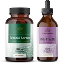 HERBAMAMAMA Broccoli Sprout and Milk Thistle Kit - Bundle di 1000 mg Broccoli Sprout Capsules & Milk Thistle Extract 4 fl oz - Vegan, Non-GMO, Sugar & Alcohol-Free - 2 Pack
