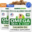 BARK&SPARK (Pack of 2 Omega 3 for Dogs - 360 Fish Oil Chews for Dog Shedding, Skin Allergy, Itch Relief, Hot Spots Treatment - Joint Health - Skin & Coat Supplement - EPA&DHA Acidi grassi