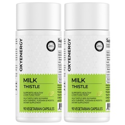 OxyEnergy Silymarin Milk Thistle 300mg Extract with Vitamin C, Inositol & Pueraria, Liver Detox & Repair Support, Antiossidante Support,90 Capsule,Pack of 2