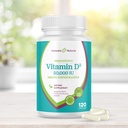 Vitamina D3 50.000 capsule IU 125mcg - 120 integratori settimanali organici, pillole senza glutine di OGM, per ossa forti, denti, supporto immunitario - Made in USA