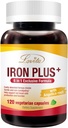 Lovita Iron 18 mg, 6 in 1 supplemento di ferro per le donne, vitamina C, Dong Quai & B12, vitamina Vegan per sostenere la produzione di globuli rossi senza costipazione, 120 capsule