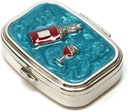 9327 Rettangolare piccolo contenitore contenitore dell'organiere Aqua Blue Silver Women Travel Pill Case Purse Pocket Container Daily Portable Medicine Vitamin Box Supplemento Mini Storage