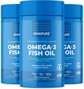 OMAPURE Fish Oil Integratori con Omega 3 acidi grassi (3 bottiglie, 120 softgels) - EPA alta, DHA, & IFOS Fish Oil Pills Support Heart & Joint Health - Burpless Fish Oil promuove la funzione del cervello