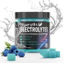 Elettroliti Gummies No Zucchero, 120 Chewable Electrolyte Gummies con 6 elettroliti per Runners e Endurance Sports, rinfrescante Blue Raspberry, Idratazione Electrolyte Chews, 1 Pack