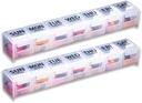 GMS Weekly Pill Organizer - 7-Day Etichettato caso di pillole per integratori, vitamine e farmaci - Latches sicure - Ideale per uso quotidiano e viaggio - Clear - 2 Pack
