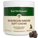Mushroom Immune Pet Chews – Per la salute quotidiana digestiva e immunitaria – Funghi per cani e gatti Trattatura funzionale – Integratore di funghi per cani e gatti – 1 a 4 chews per tutte le razze e dimensioni (60 conte)