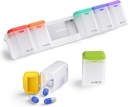 Organizzatore di pillole settimanali magnetico, rimovibile scatola di pillola 7 giorno 1 tempo al giorno, grande caso di pillole viaggio, settimana una volta Dispenser di farmaci giornalieri, contenitore di medicina titolare per supplemento di vitamina, bianco