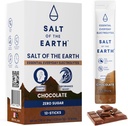 Salt of the Earth Premium Zero-Sugar Electrolyte - Realizzato con sale himalayano rosa - Pacchetti di polvere di idratazione | Ingredienti Premium | Keto & Paleo Friendly | 12 Sticks, Cioccolato