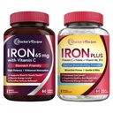 Ricette del medico Ferro da stiro 65 mg & Iron Plus Bundle, Livelli di ferro sano e supporto del sangue, Compresse di ferro 60 ct & capsule di ferro 60 ct
