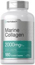 Horbäach Marine Collagen Peptides 2000mg | 180 Caplet Capsule | Tipo 1 con Calcio | Non OGM, Gluten Free Supplement