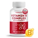 Vitamina B Complex B1, B2, 6,9,12 Niacina, con Vitamina C - Supporta la salute del cervello, livelli di energia, pelle, capelli e chiodi - Fatto e testato negli Stati Uniti