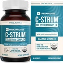 C-Strum® Organic Bovine Colostrum Supplement, 60% igG, First Milking, Grass Fed, Max Strength Colostrum Capsules from German Dairy Cows - Gut, Immunity, Skin & Hair Support (90 conteggio)