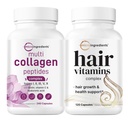 Micro Ingredienti Multi Collagen Complex per le donne e le vitamine dei capelli Capsule Complesso Bundle 2 Pack | Peptidi di collagene a base di erba | 14-in-1 Advanced Hair Growth Support