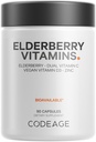 Codeage Elderberry Vitamins - Organic Fermented Elderberry Blend, Vitamina C da acido ascorbico & Ciliegie organiche di acerola, Vitamina D3, Zinco, Sambucus Berries - 90 Capsule