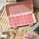 Organizzatore di pillole 3X al giorno, organizzatore di pillole rosa 3 volte al giorno, scatola di pillole Light-Proof 7 giorni, nessun organizzatore di scatola di pillole di testo, scatola dell'organizzatore di medicina di trucco per tenere vitamine e farmaci (Pink)