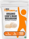 BulkSupplements.com Organic Lion's Mane Mushroom Extract Powder - Lions Mane Supplement Powder, Lions Mane Extract - Mushroom Supplement, 1000mg per Serving, 5kg (11 lbs) (Pack of 5)