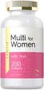 Carlyle Multivitamin per le donne con ferro | 200 Softgels | Vitamine essenziali, minerali e Omega | Integratore di supporto nutrizionale | Non-GMO & Gluten Free