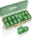 Pill Organizer 2 volte al giorno, 7 giorni Am Pm Pill Box - Acedada Organizzatore settimanale di pillole con contenitore separato, Portable Daily Medicine Planner Dispenser Case per vitamina, Fish Oils, Supplementi, Verde