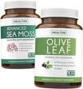 Moss & Olive Leaf Extract (1-Month) Olive Moss Blend - Organic Irish Sea Moss - Raw Vegan Supplement (60 Caps) & Olive Leaf Extract Super Forza: 20% Oleuropein - Vegetariano (120 Caps)