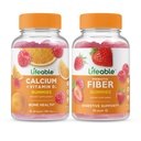 Calcio vitale con vitamina D + fibra prebiotica 5g, Gummies Bundle - Grande degustazione, Integratore di vitamina, Senza glutine, OGM libero, Masticabile