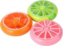Portatile mini 7 giorni forma circolare settimanale Rotary carino frutta stile 3-Compartment Pill Organizer Box (colore misto)