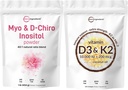 Micro Ingredienti Vitamina D3 10.000iu + K2 200mcg Olio di cocco Softgels & Myo & D-Chiro Inositol Polvere Bundle 2 Pack | Vitamine di sole essenziali | Supplemento di inositolo per le donne