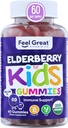 USDA Organic Elderberry Gummies for Kids | Supporto Immune Elderberry with Zinc and Vitamin C - Gluten Free & Vegan Children's Vitamins - 60 Count | Sambucus Nigra Supplement