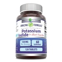 Incredibile Formulas Potassium Iodide Supplemento | 130 Mg | 120 compresse | Non-GMO | Gluten-Free | Made in USA