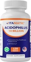 Vitamatic Acidophilus Probiotic - 10 miliardi di CFU - 5X Potency - Supplemento probiotico giornaliero, Supporta la salute digestiva - 120 compresse