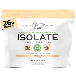 Isolato di proteine del siero di erba-Fed di festa del muscolo, tutta la pasta naturale ha aumentato, polvere di proteine dell'isolato del siero di latte per gli uomini e le donne, pulito, senza glutine, proteina di isolamento Delicious - Vanilla, 2lb