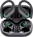 Earbudi wireless Bluetooth 5.4 Cuffie, 96hrs Tempo di riproduzione, Wireless Charging Case Display LED, Over Ear Headphones, ENC Noise Cancelling, Hi-Fi Sound, IP7 Impermeabile, per allenamenti sportivi (Deep Black)