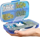 Blu e rosa Airtight Pill Organizer Box grande Dispenser Pillola Home Supporto per supplemento di viaggio Portatile Vitamina Sorter Jumbo Dimensioni 8 scompartimento Vitamina Container Daily Medicine Viaggi Essentials