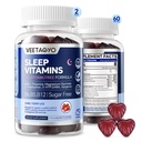 Melatonin gratis 5-HTP GABA Supplemento Gummies per adulti e bambini 12+ con L-teanina, Magnesio Glycinate, L-Tryptophan, Apigenin - Sugar Free, Strawberry Flavor, Vegan, 120 Conte