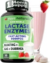 Yuve Natural Fast Acting Dairy Relief Delicious Chewables - Lactase Enzyme 9000 FCC - Dì addio alla Dairy Discomfort da Lactose Intolerance - Crema Fragola Flavor - 30ct