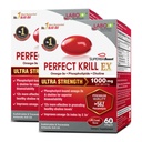 LABO Nutrition Perfect Krill EX, 1000mg Antarctic Krill Oil Omega 3 EPA DHA, Phospholipids (Over 56%) con Choline, Astaxanthin | Heart Brain Eye Joint Health, Made in USA, 60 softgelsX2