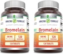 Amazing Formulas Bromelain 500 Mg Tablets Supplemento | Non OGM | Gluten Free | Made in USA (120 Count | 2 Pack)