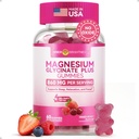 Magnesio Glycinate Gummies 600mg, Non OGM, Senza glutine, Gummie di Magnesio per adulti e bambini, Dormire, Rilassamento & Focus, Aroma di bacche miste, 60 Conte