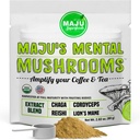 Estratto di polvere di funghi Mentale di MAJU, forte Lions Mane, Chaga, Reishi, Cordyceps, corpi di frutta per il caffè, sistema immunitario Booster, Nootropic Brain Supplement, Memoria, funghi biologici