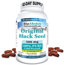 Estratto di olio di semi di semi neri di Bio Absorb, alimentazione di 82 giorni, olio di semi di cumino nero puro pressato a freddo (Nigella Sativa) (330 softgels, 500mg)