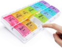 MOLN HYMY Large Pill Organizer 2 volte al giorno, AM PM Pill Box 7 giorno, 14 Dividers 2 settimane Medicina Pill Organizer con Easy Push Button per il farmaco, vitamine, oli di pesce, integratori