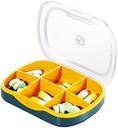 Organizzatore di caso di pillole settimanali, Piccolo contenitore di viaggio Pill Planner 6 vassoio, carino sacchetto tascabile Dispenser di medicina quotidiana per vitamina, supplemento, olio di pesce, capsule, Tablet, smistamento di stoccaggio di medaglie