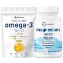 Micro ingredienti Omega-3 Fish Oil 4.200mg & Magnesium Oxide 400mg Bundle Pack | Pesce selvatico, Limone aromatizzato, Burpless | Forma Elementale per Max Concentrazione