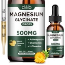 Magnesio Glycinate 500mg - Liquid Magnesium Drops, Ashwagandha, L - Theanine, Camomilla - Calma & Stress Relief, Rilassamento, sonno riposante, Muscolo salute del cuore, Vegan - 2 Fl Oz (30 giorni)